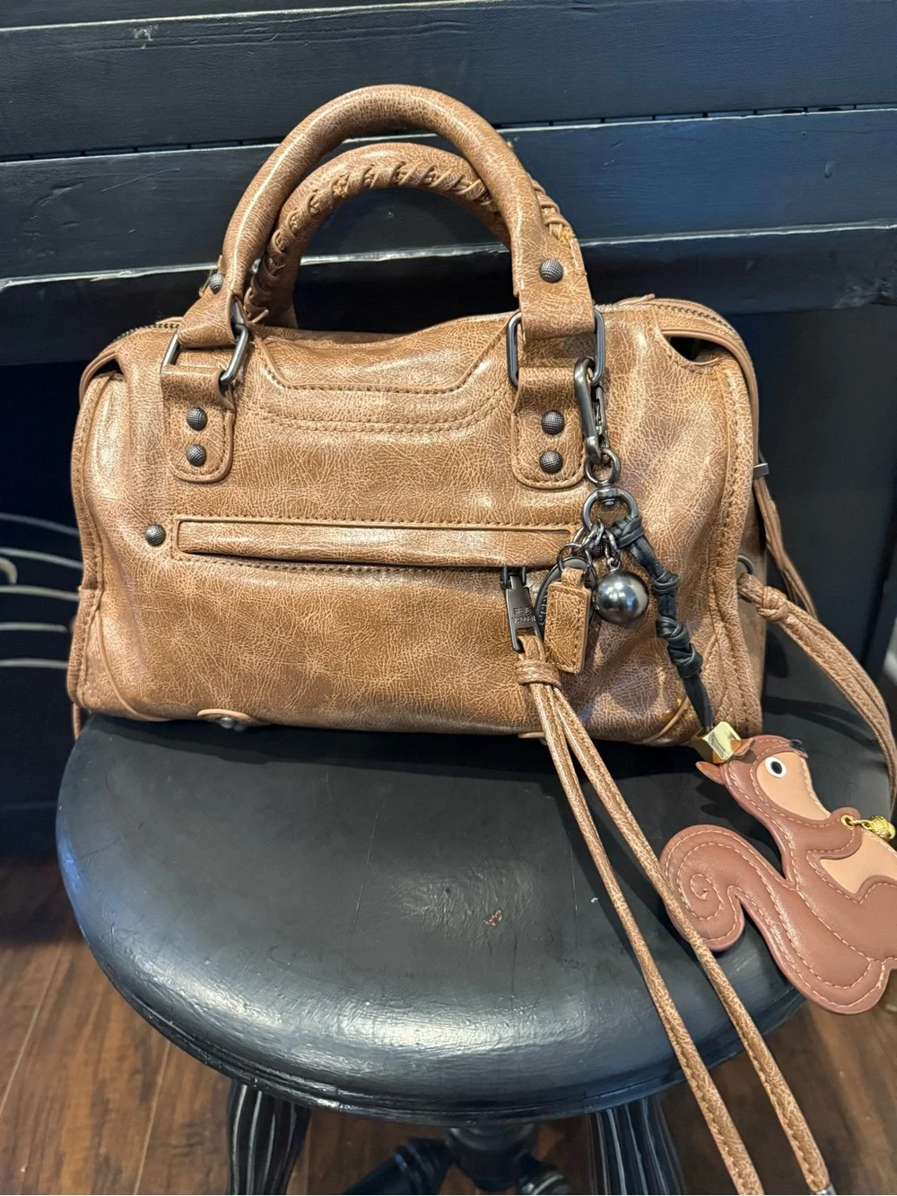 Steve Madden Tan Leatherette Satchel Handbag